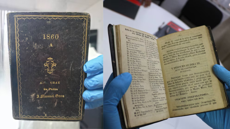 Recuperan libro histórico vinculado a la familia de Miguel Grau y evitan su salida ilegal por el Terminal Marítimo del Callao en Perú